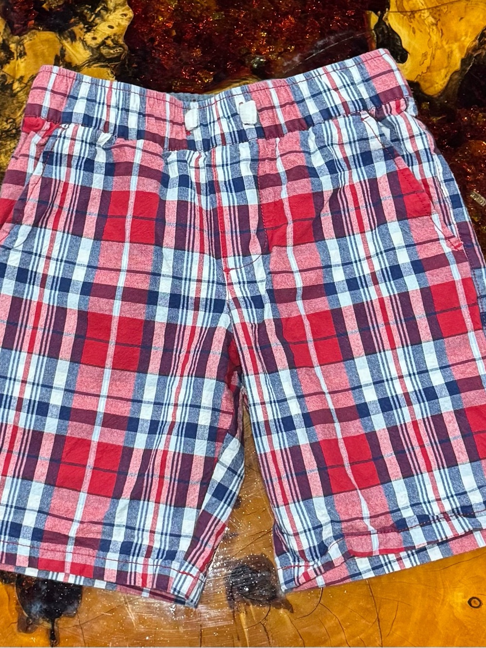 Nautica Red, Navy & White Plaid Kids Shorts